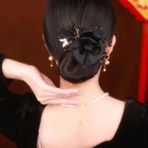 ( ব্ল্যাক কালার ) Rose Invisible Hair Coiler Lazy People Hairpin Fabric Hair Accessories Hair Clips for Women