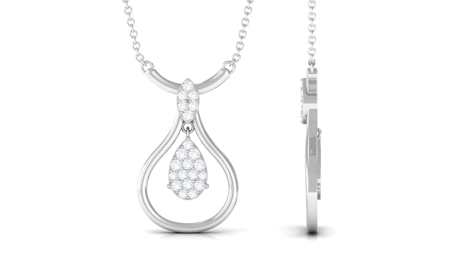 0.75 CT Certified Moissanite Teardrop Necklace in Illusion Setting