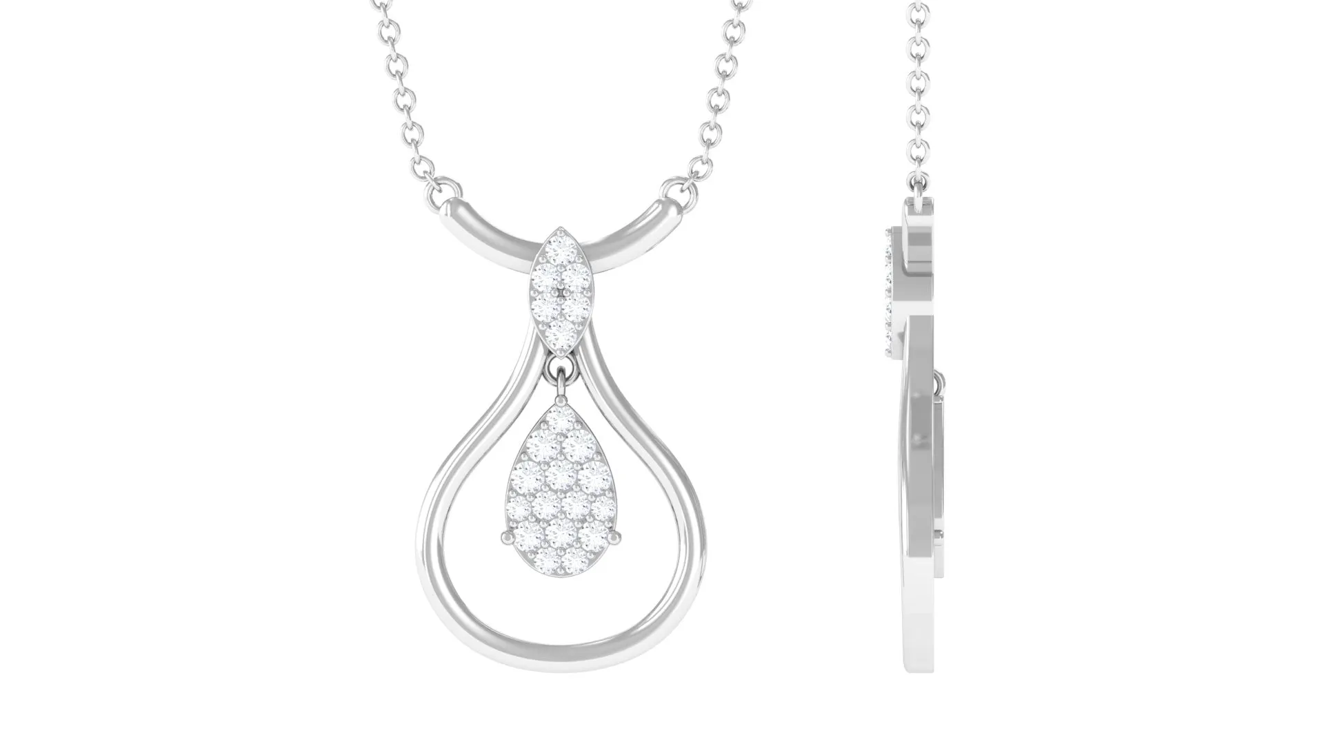 0.75 CT Certified Moissanite Teardrop Necklace in Illusion Setting