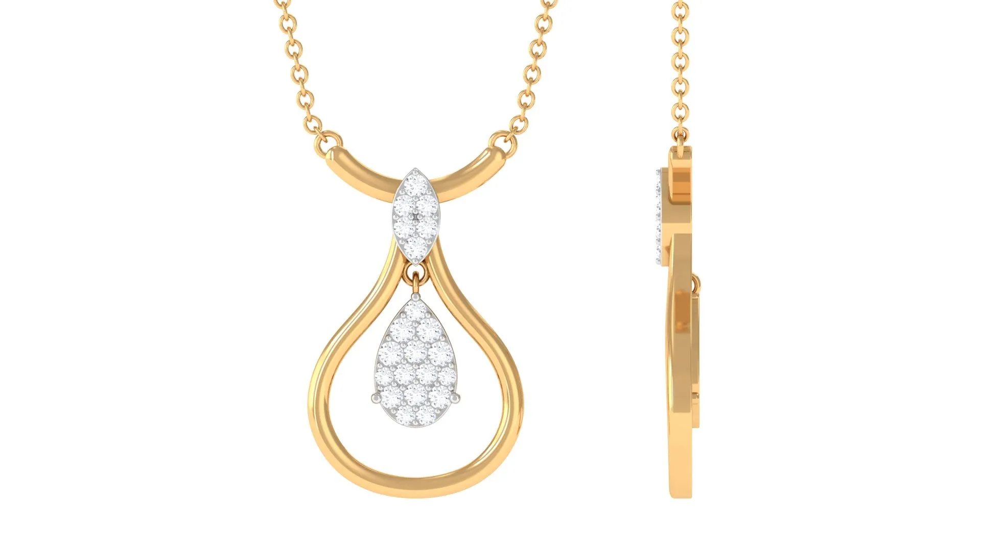 0.75 CT Certified Moissanite Teardrop Necklace in Illusion Setting