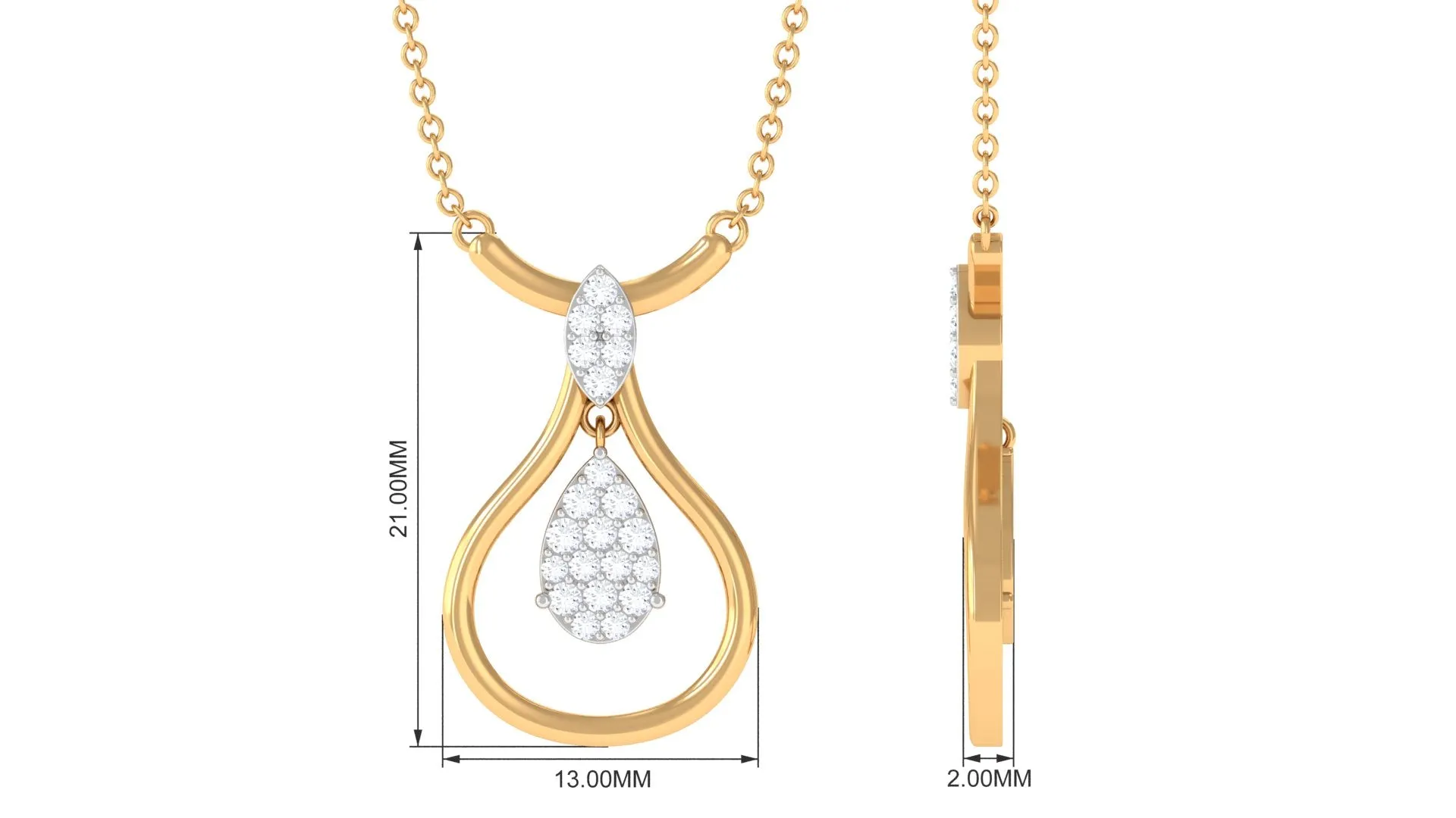 0.75 CT Certified Moissanite Teardrop Necklace in Illusion Setting