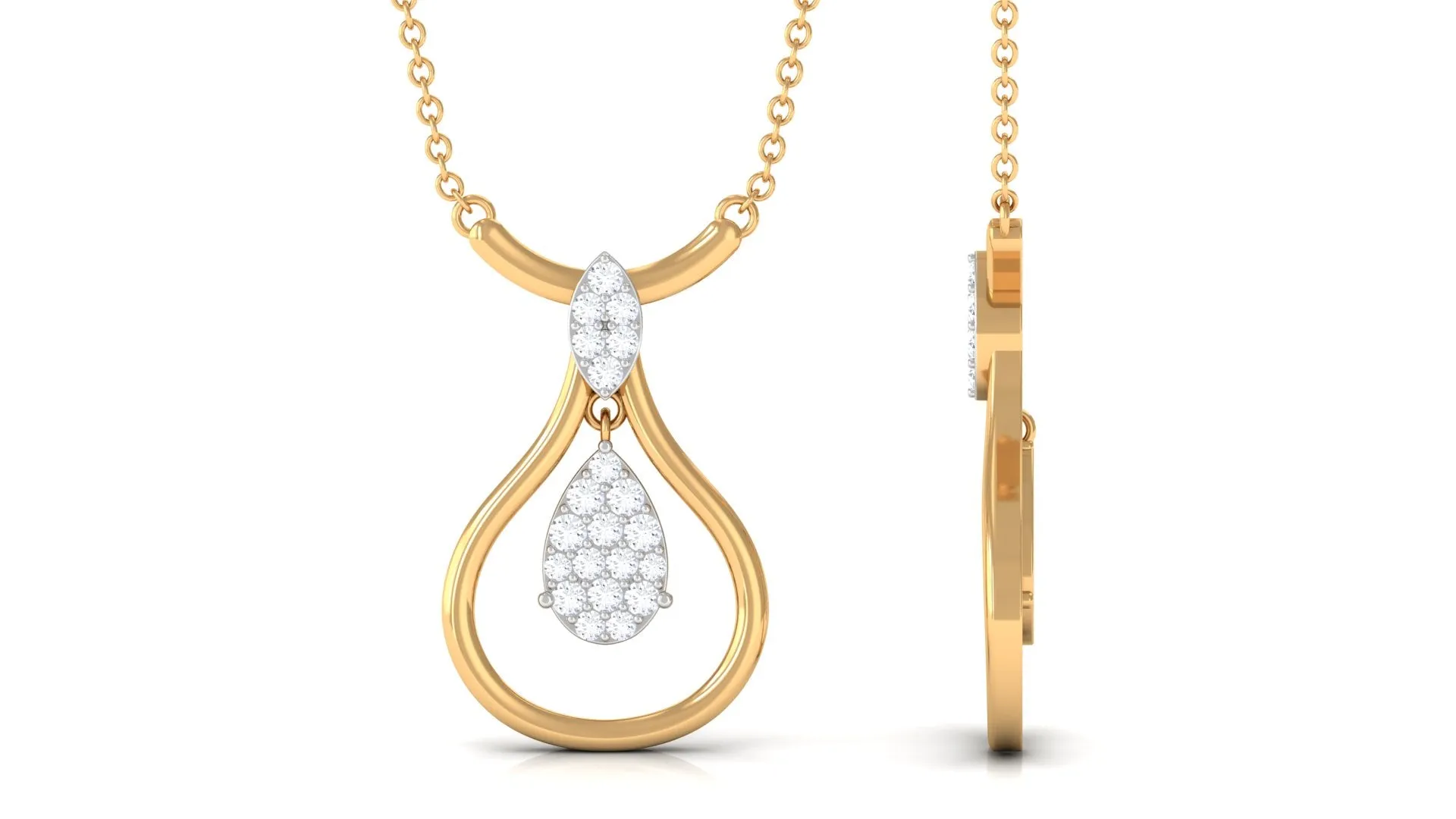 0.75 CT Certified Moissanite Teardrop Necklace in Illusion Setting
