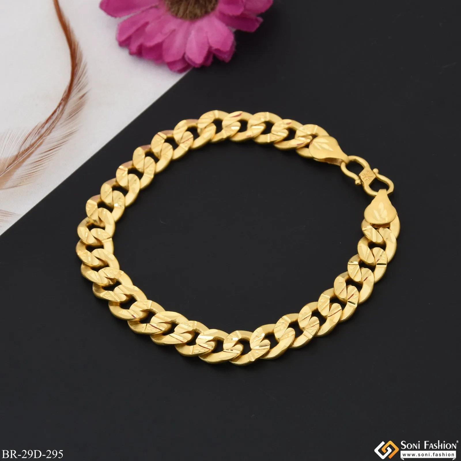 1 Gram Gold Plated Ring Into Ring Gorgeous Design Bracelet for Men - Style D295