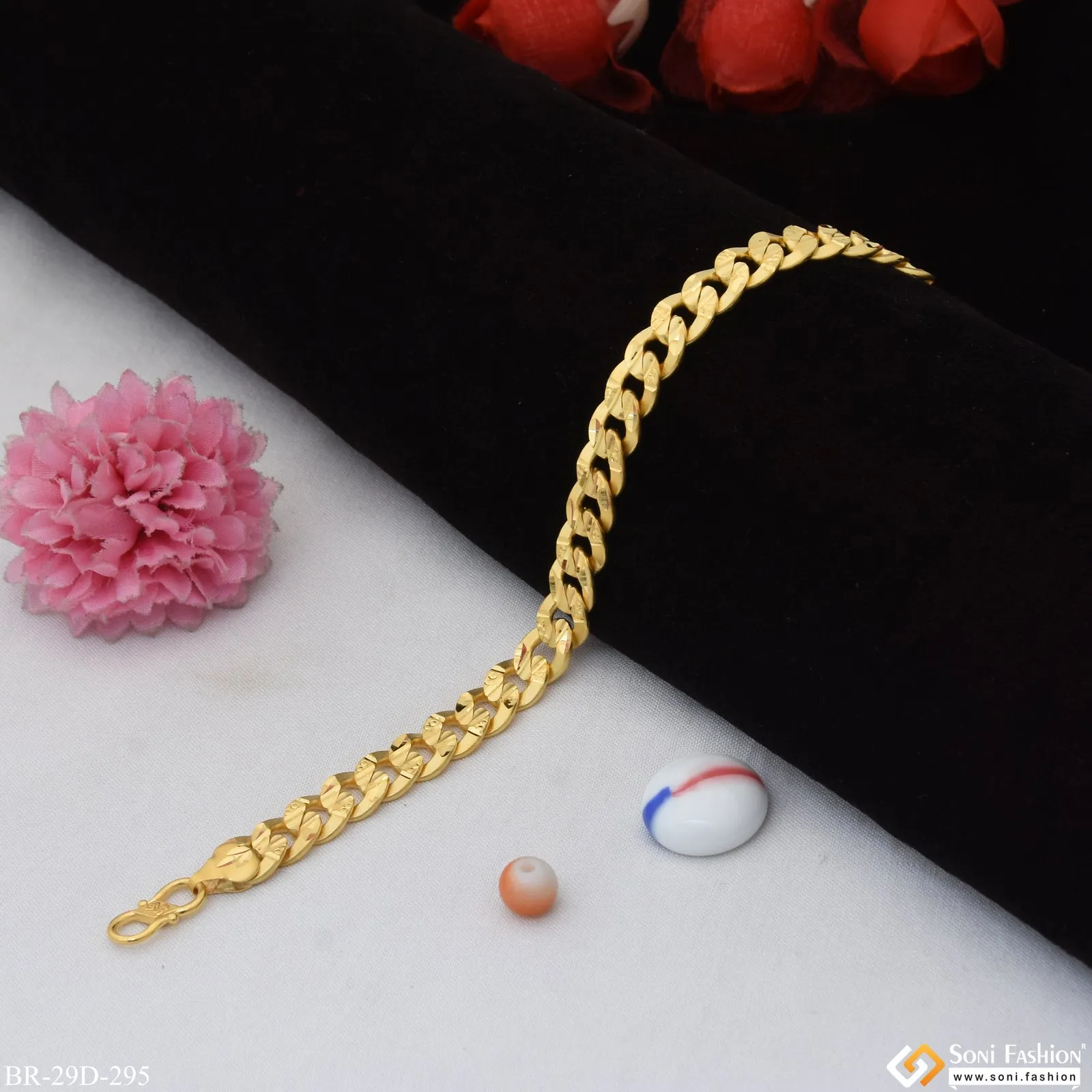 1 Gram Gold Plated Ring Into Ring Gorgeous Design Bracelet for Men - Style D295