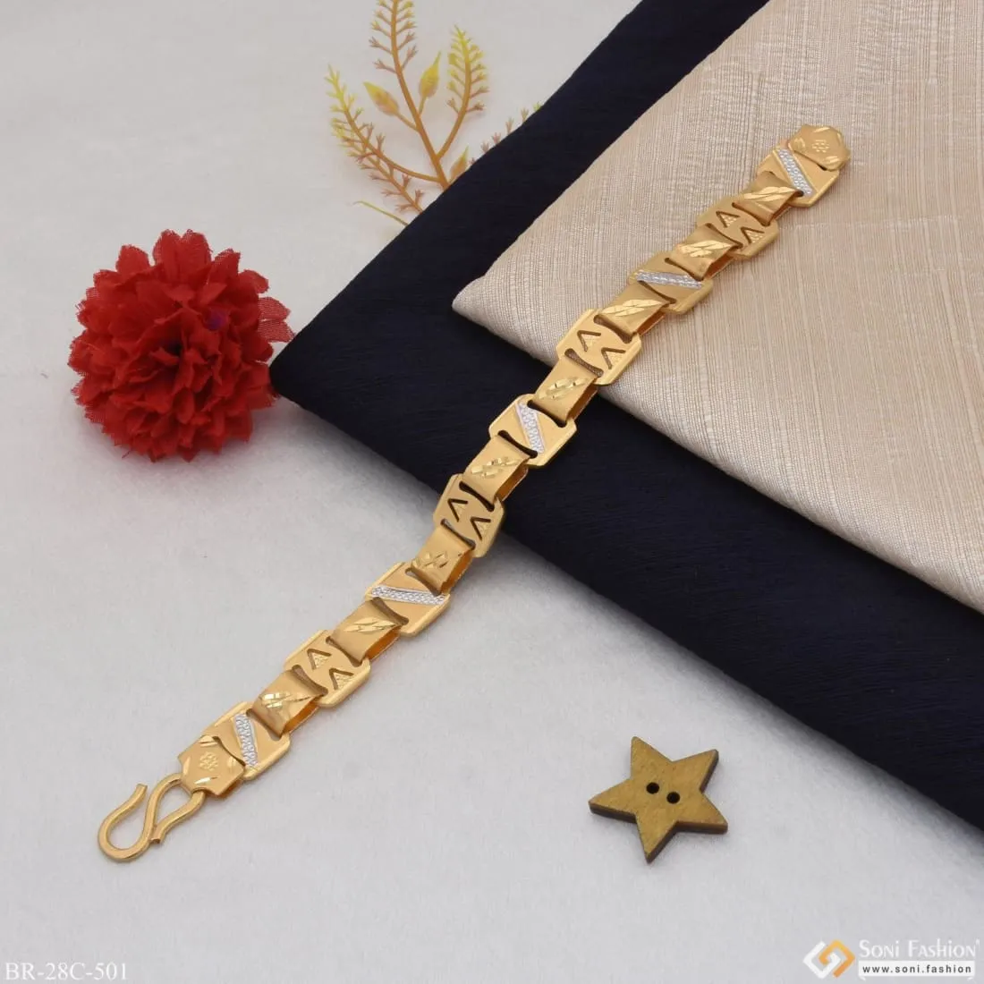 1 Gram Gold Plated Sophisticated Design Best Quality Bracelet for Men - Style C501