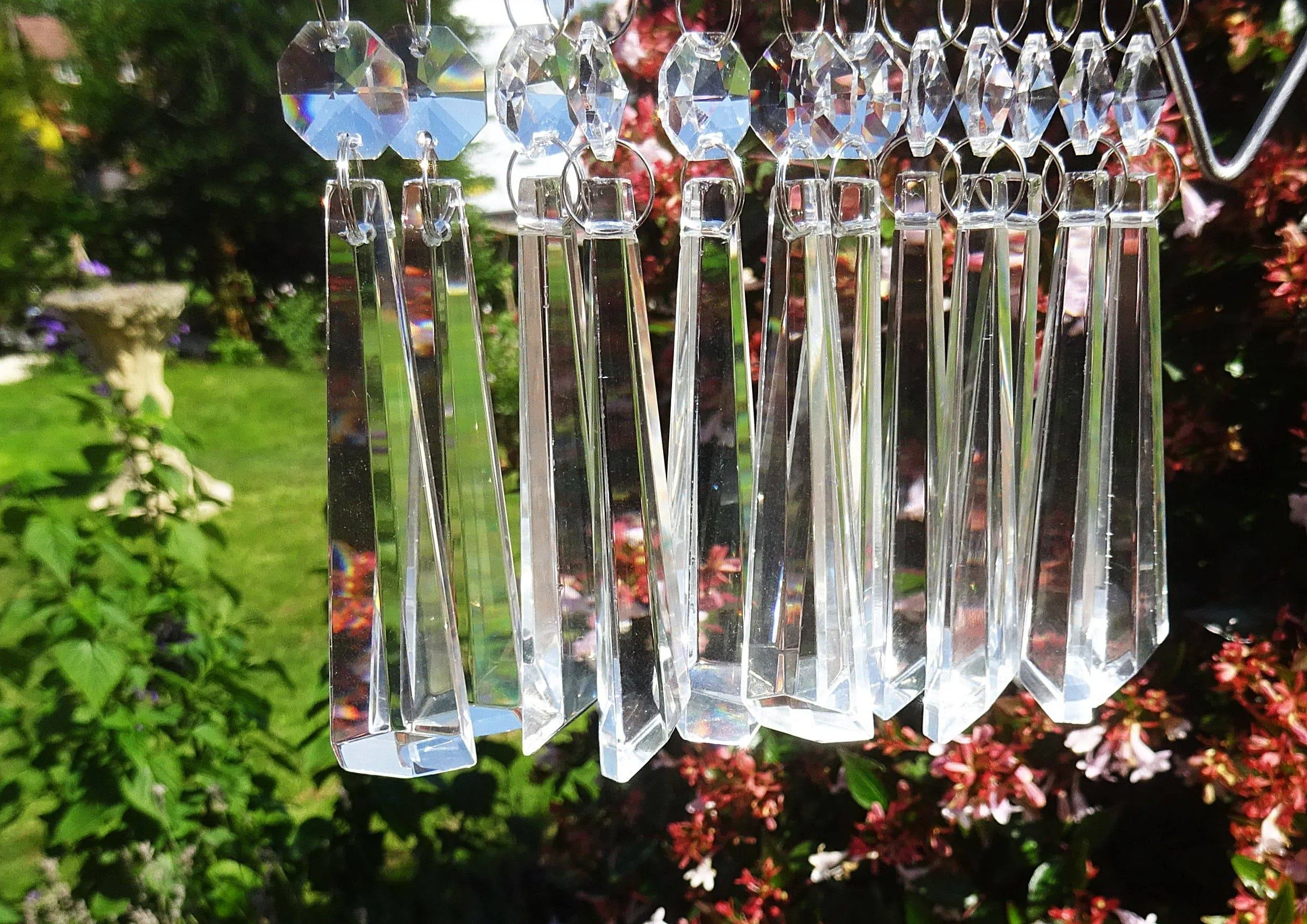 12 Clear Icicles 72 mm 3" Chandelier Crystals Drops Beads Droplets Decorations Sun Catchers colourless