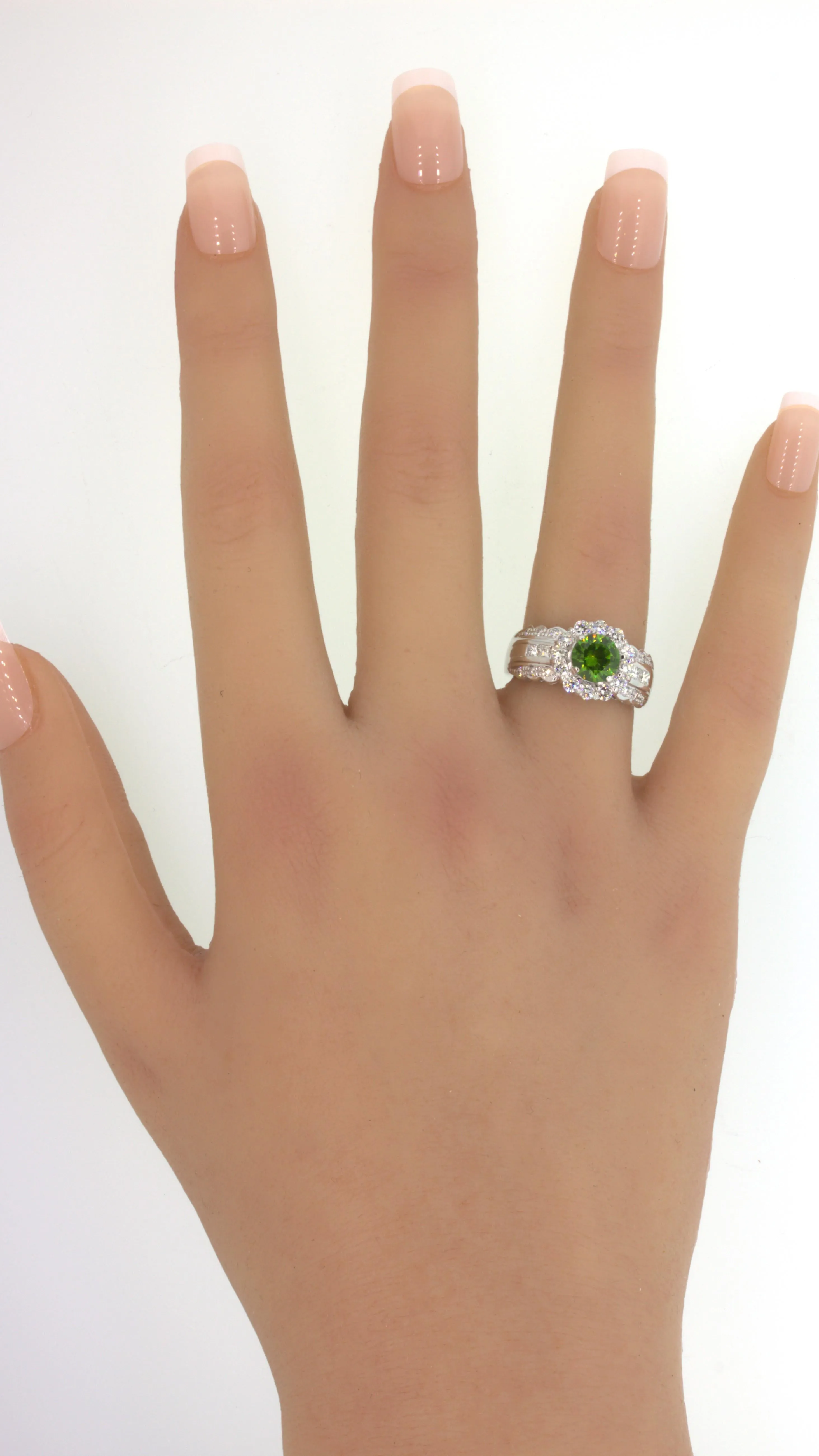 1.44 Carat Russian Demantoid Garnet Diamond Platinum Ring