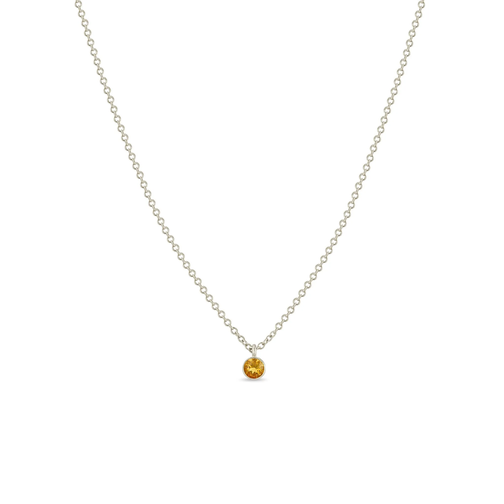 14k Single Citrine Bezel Pendant Necklace | November Birthstone