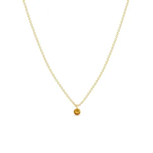 14k Single Citrine Bezel Pendant Necklace | November Birthstone