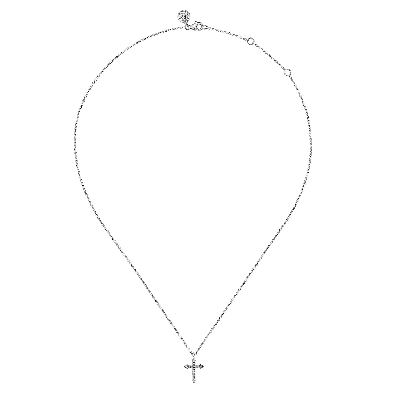 14K White Gold Cross Diamond Pendant Necklace
