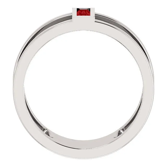 14KT GOLD 0.34 CTW BAGUETTE RUBY NEGATIVE SPACE RING