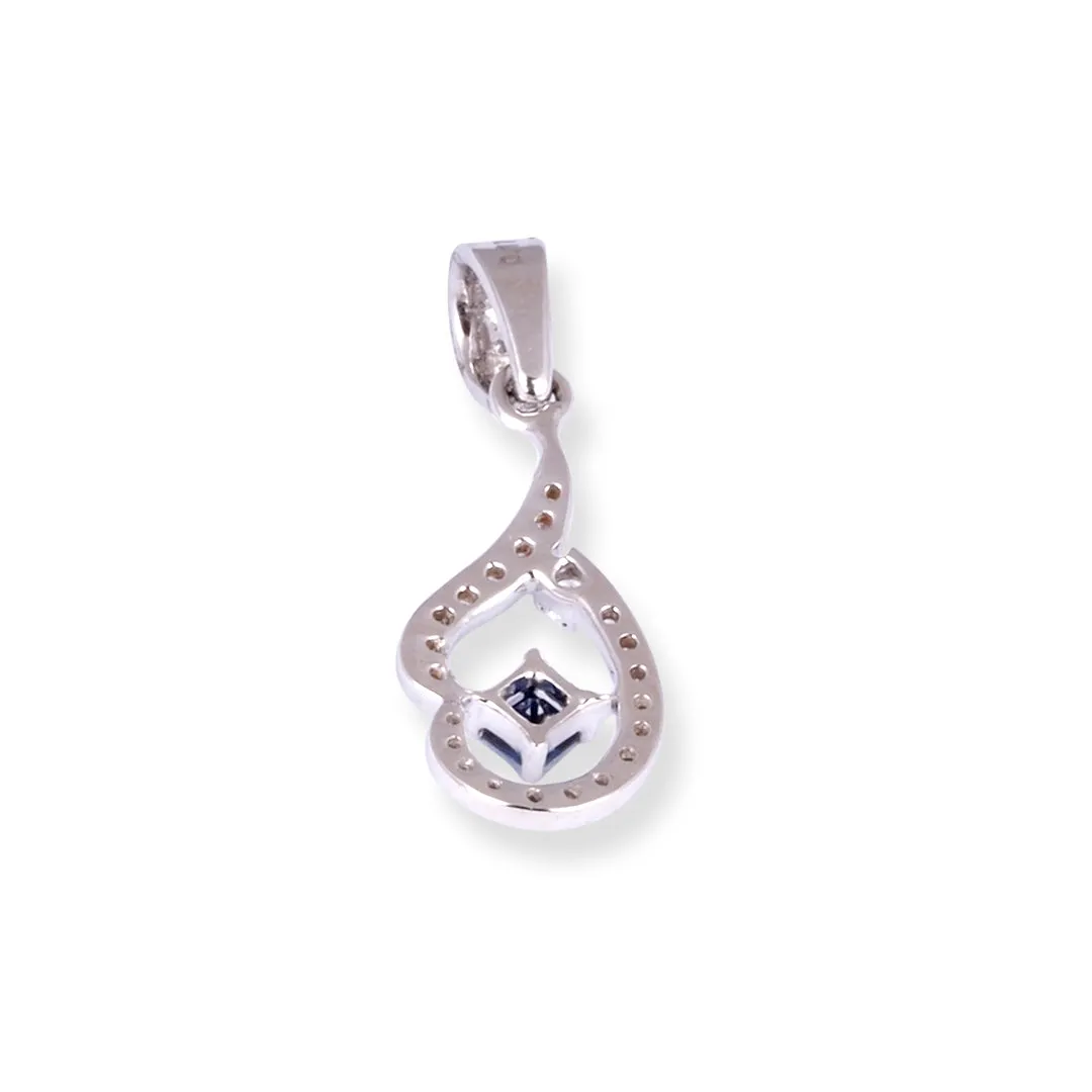 18ct White Gold Diamond and Blue Sapphire.