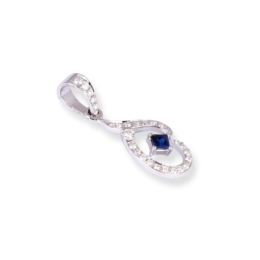 18ct White Gold Diamond and Blue Sapphire.