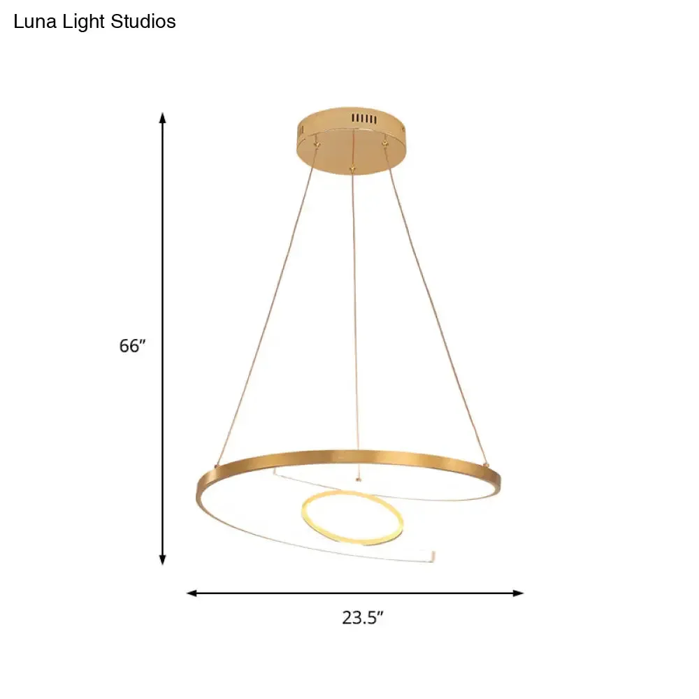 18"/23.5" Wide Modern Acrylic LED Gold Chandelier Pendant Lamp in White/Warm Light for Living Room
