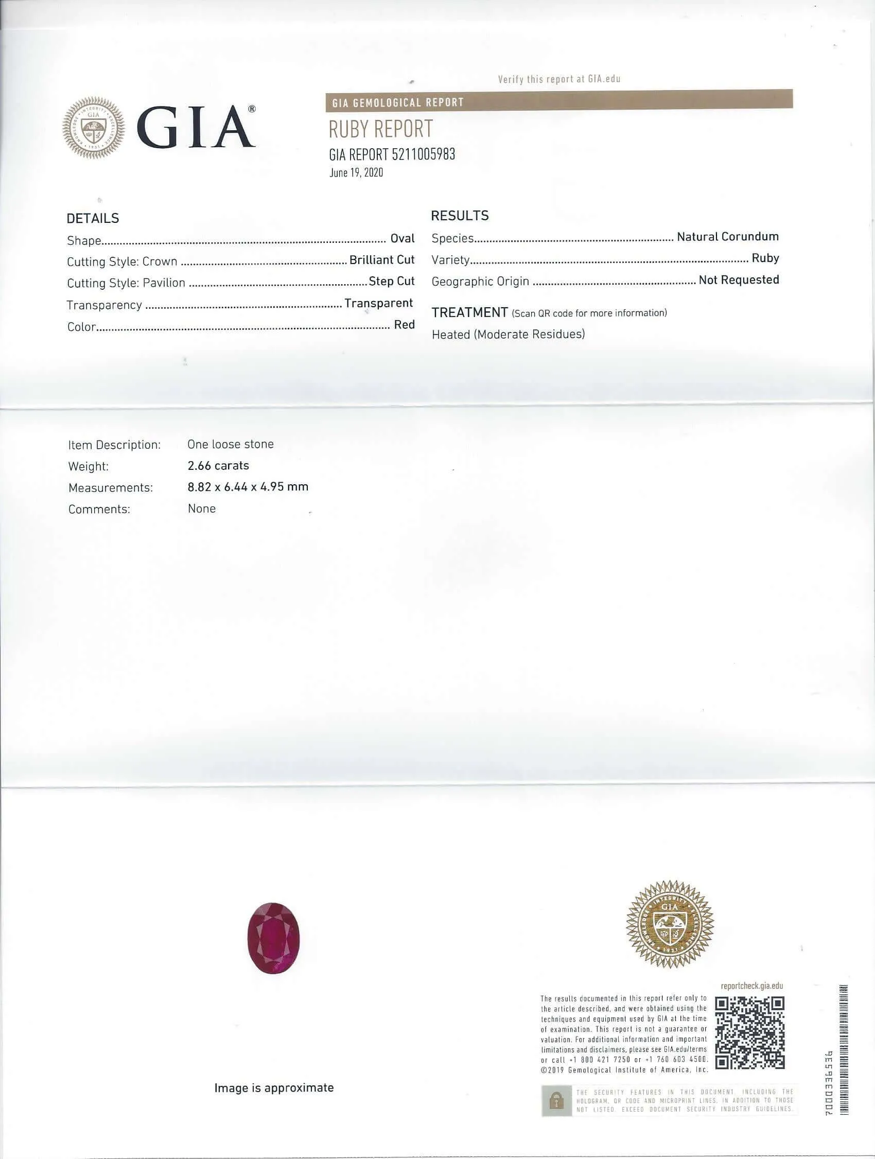 2.66ct GIA CERTIFIED NATURAL RUBY OVAL SHAPE CUT 2.5ct LOOSE RICH RED COCKTAIL