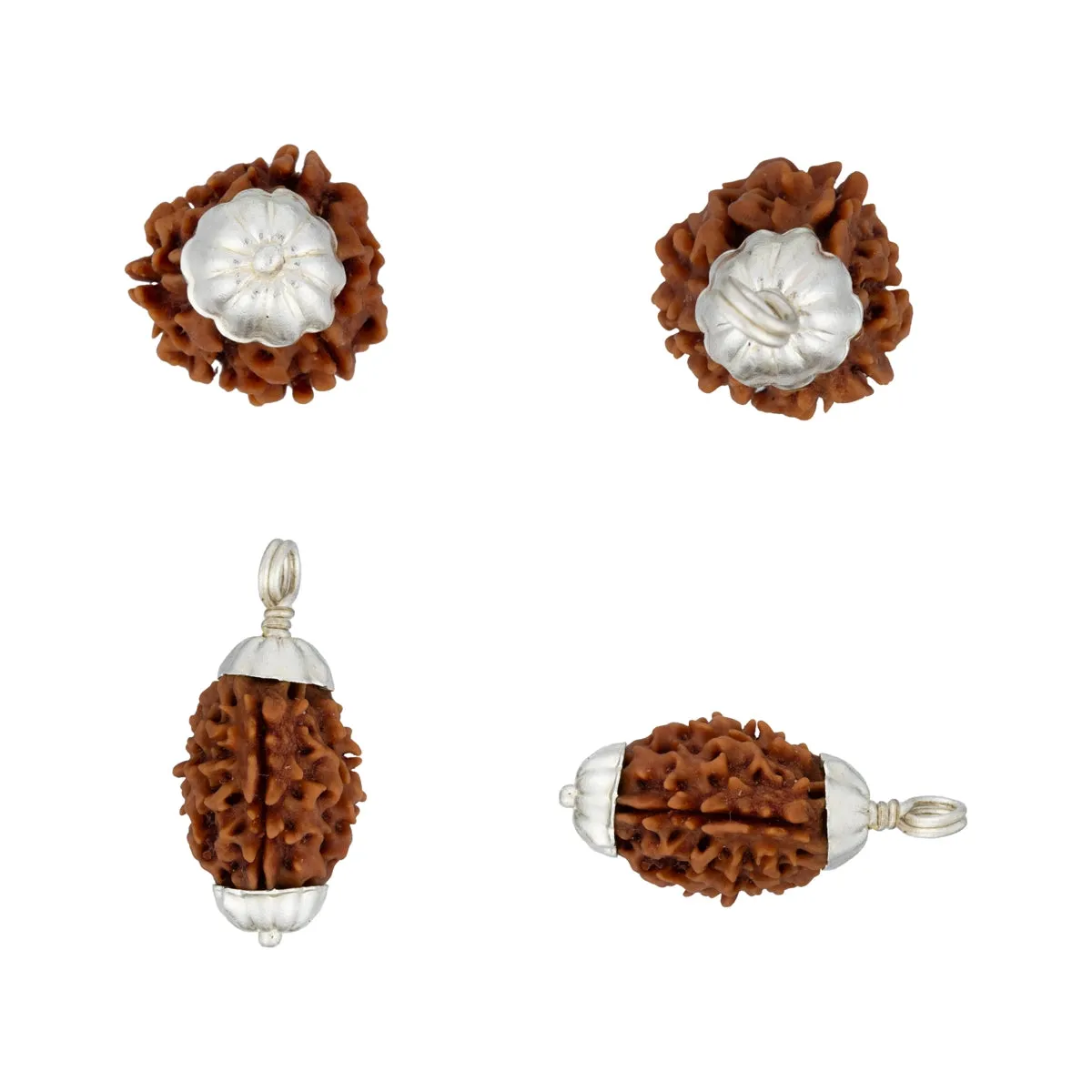 3 Face Rudraksha Beads Pendant | Himalayan Rudraksha Beads/ White Cup Rudraksha Locket for Men & Women