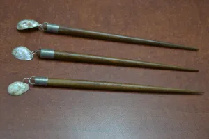 3 Pcs Handmade Red Abalone Shell Wood Hairsticks