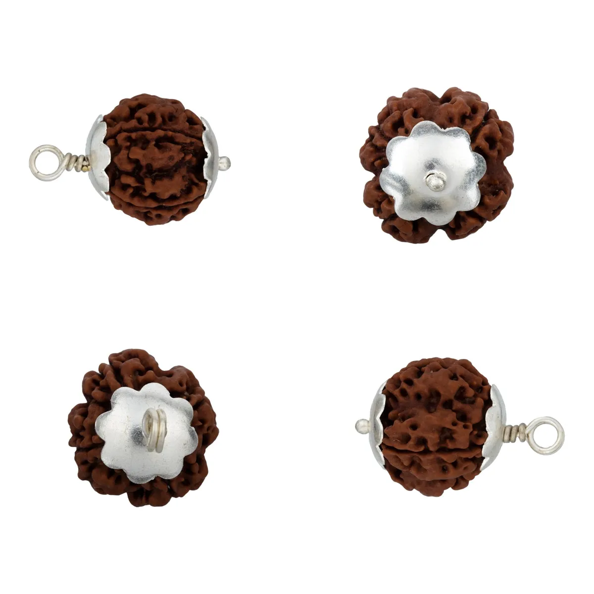 4 Face Rudraksha Bead Pendant | Nepali Rudraksha Bead/ White Cup Rudraksha Locket for Men & Women