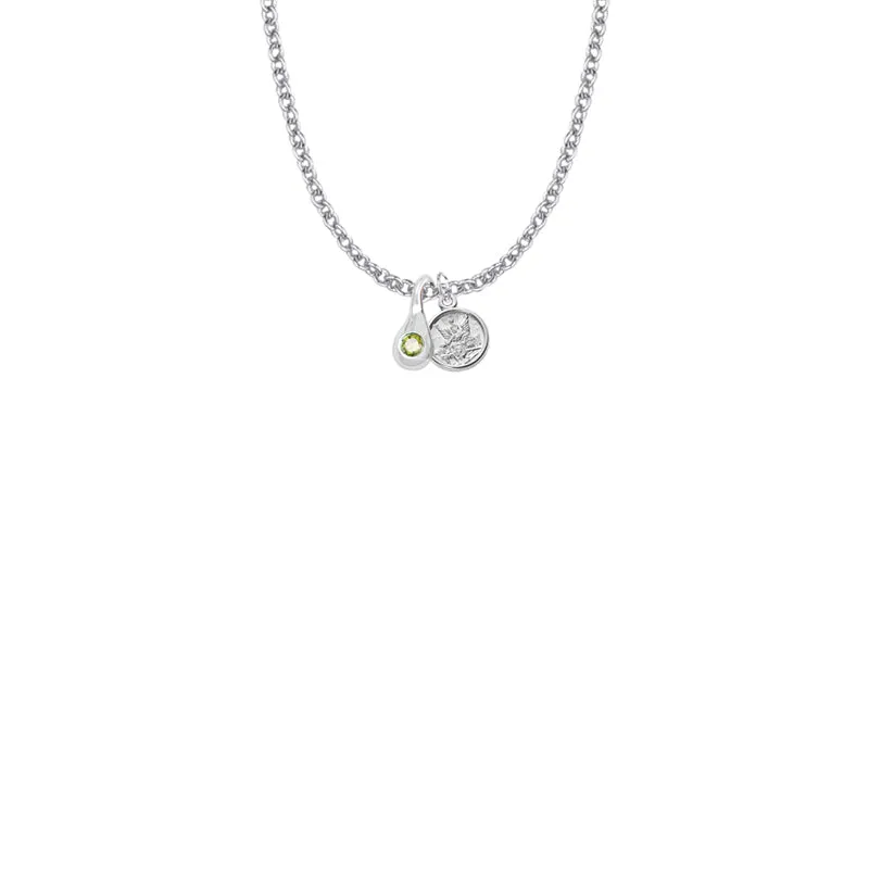 7/16 Inch Sterling Silver Tears of Joy August Birthstone Necklace with Guardian Angel Charm