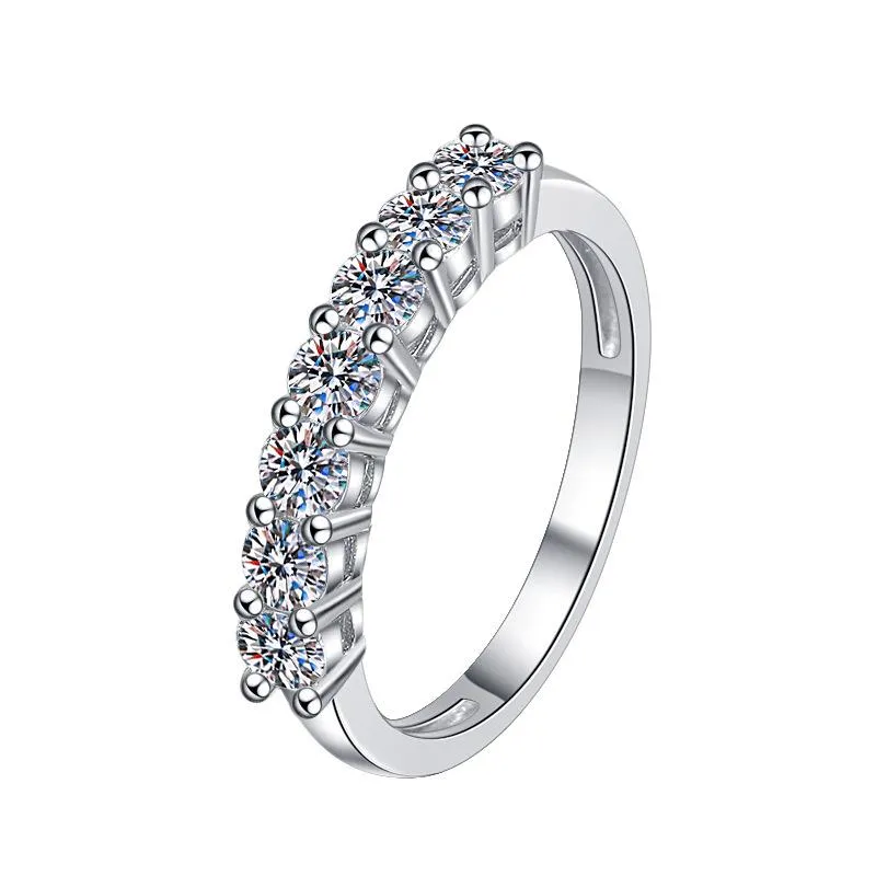 72. S925 Sterling Silver Synthetic Moissanite Seven Star Ring Crown Ring