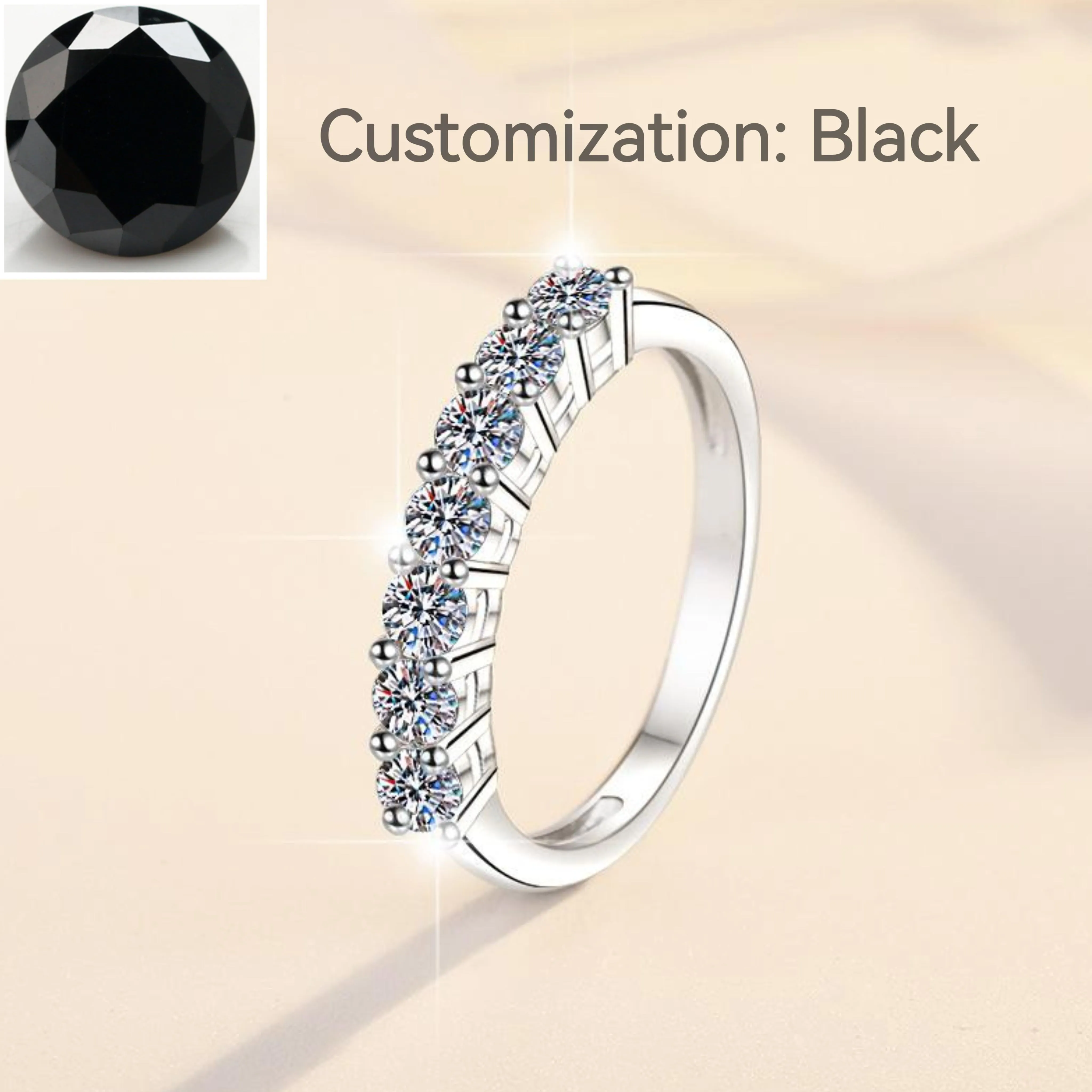 72. S925 Sterling Silver Synthetic Moissanite Seven Star Ring Crown Ring