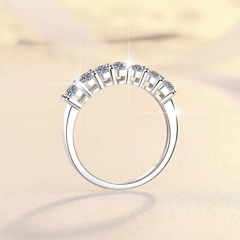 72. S925 Sterling Silver Synthetic Moissanite Seven Star Ring Crown Ring