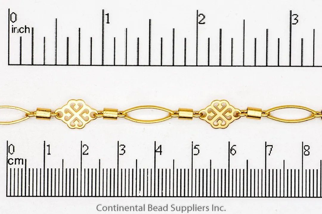8mm Filigree, 4mm Barrel, and 11 x 5mm Eyelet Link Specialty Chain Sold by The Foot - CH 914
