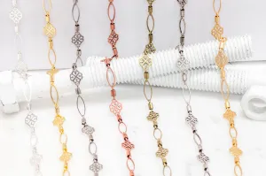 8mm Filigree, 4mm Barrel, and 11 x 5mm Eyelet Link Specialty Chain Sold by The Foot - CH 914