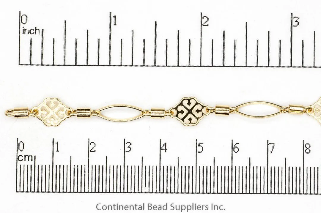8mm Filigree, 4mm Barrel, and 11 x 5mm Eyelet Link Specialty Chain Sold by The Foot - CH 914