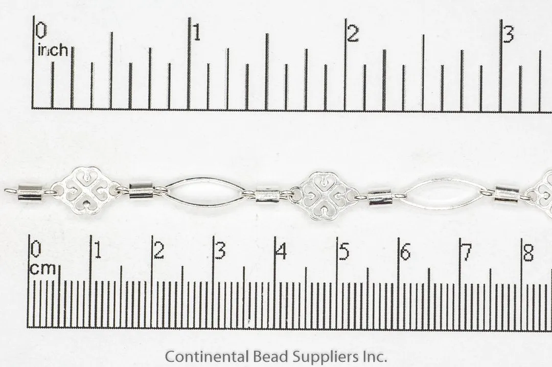 8mm Filigree, 4mm Barrel, and 11 x 5mm Eyelet Link Specialty Chain Sold by The Foot - CH 914