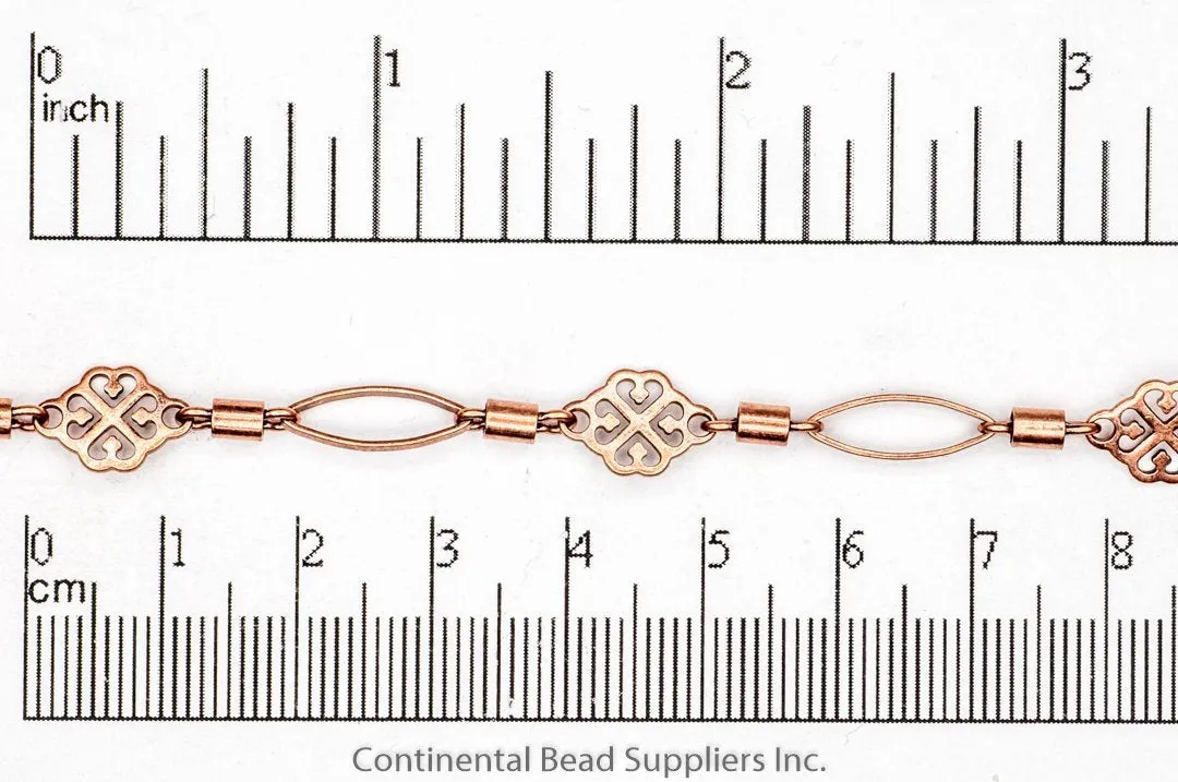 8mm Filigree, 4mm Barrel, and 11 x 5mm Eyelet Link Specialty Chain Sold by The Foot - CH 914