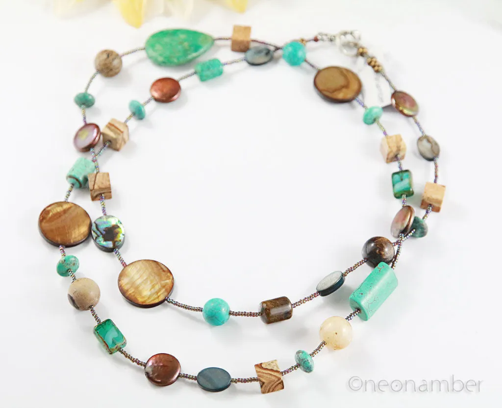African Turquoise Long Necklace