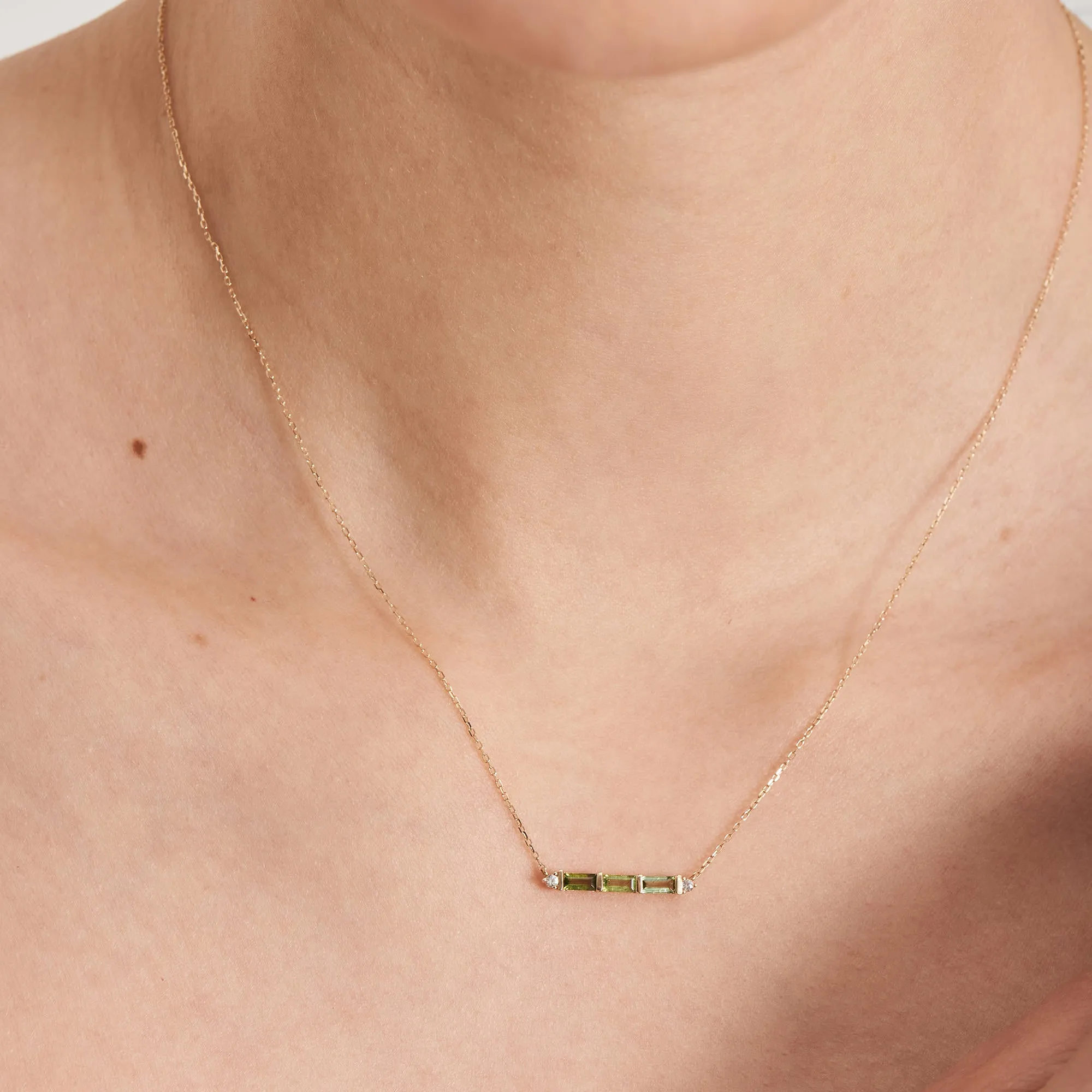 Ania Haie 14kt Gold Tourmaline and White Sapphire Bar Necklace