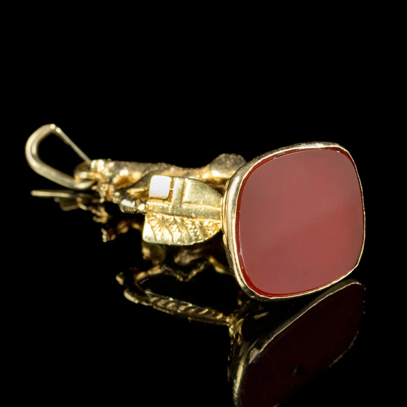 Antique Victorian Carnelian Seal Horse Fob Pendant 9ct Gold