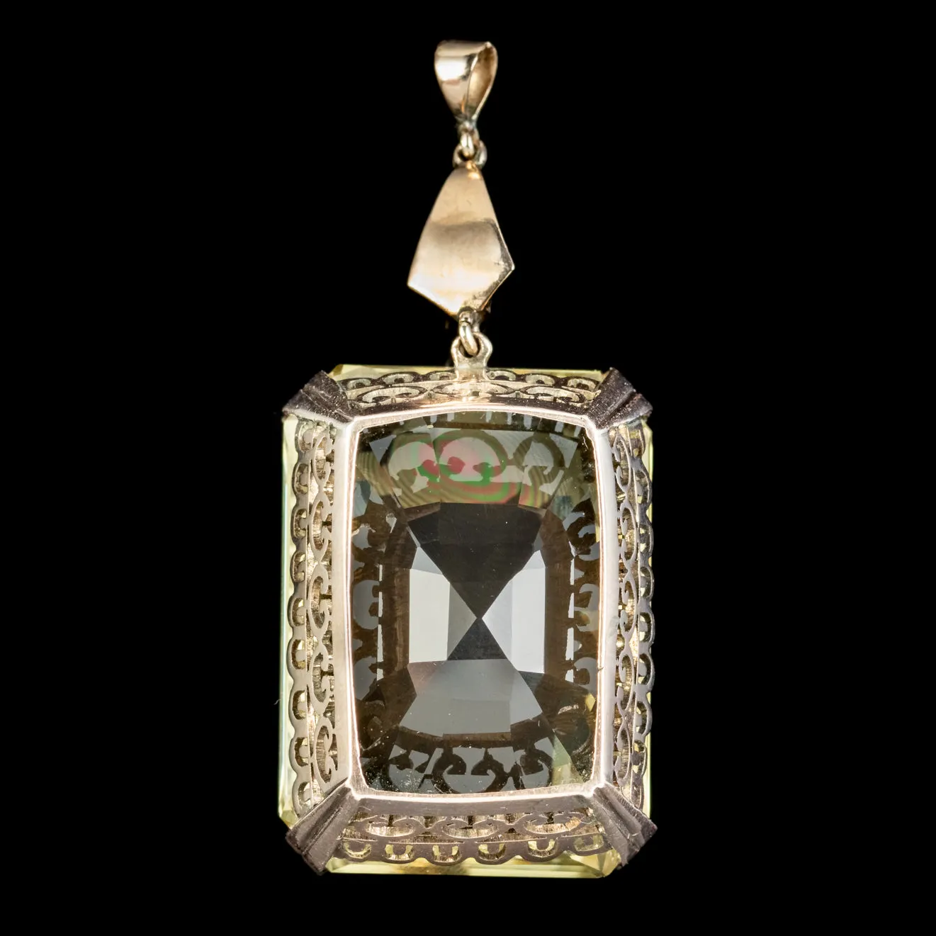 Art Deco Citrine Pendant 18ct Gold 35ct Citrine Circa 1920