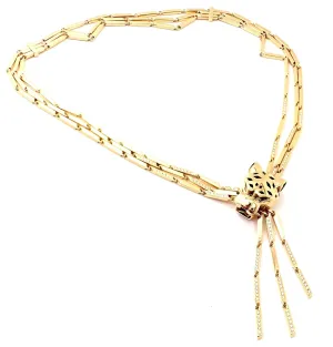 Authentic! Cartier Panther 18k Gold Diamond Peridot Onyx Lacquer Tassel Necklace