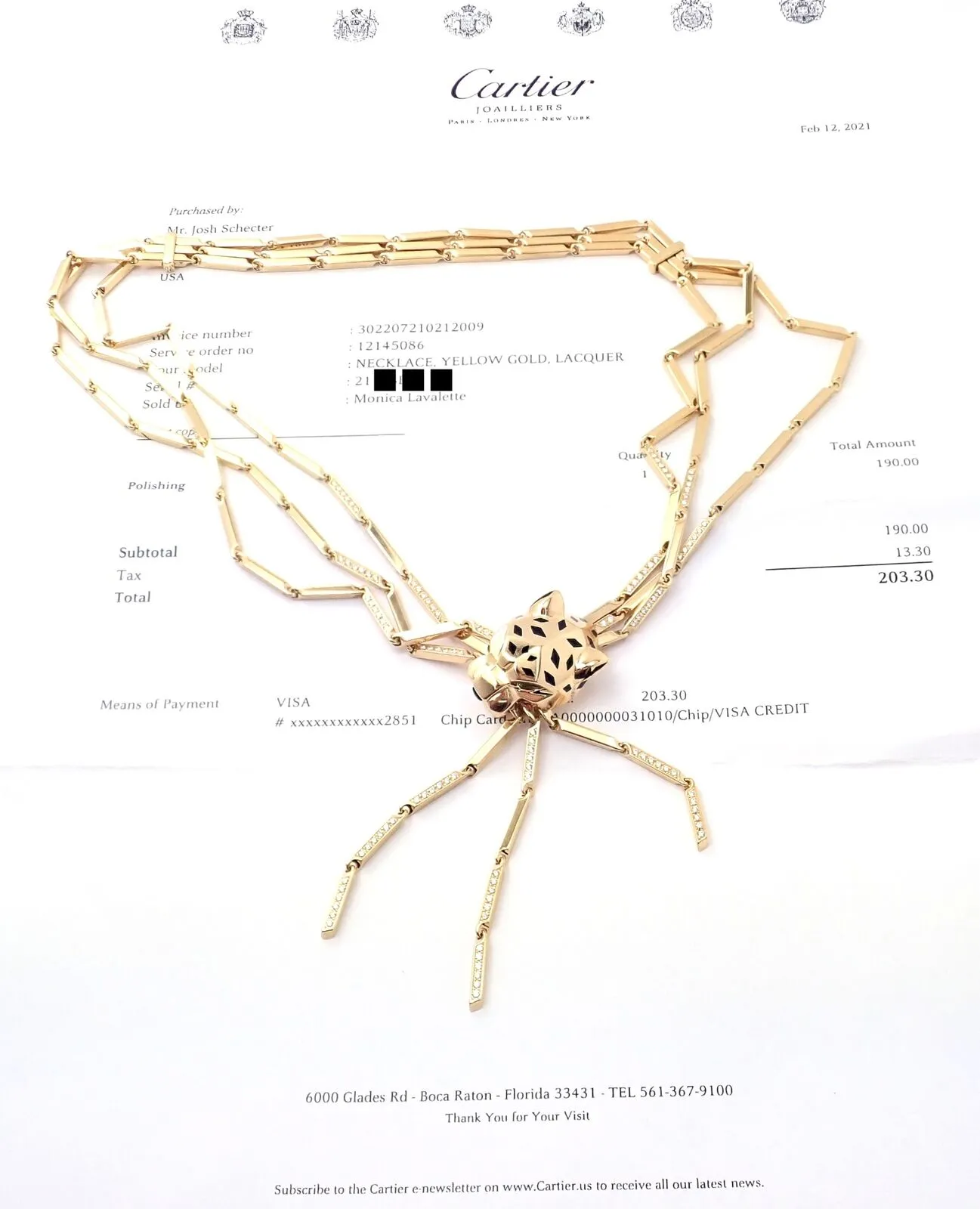 Authentic! Cartier Panther 18k Gold Diamond Peridot Onyx Lacquer Tassel Necklace