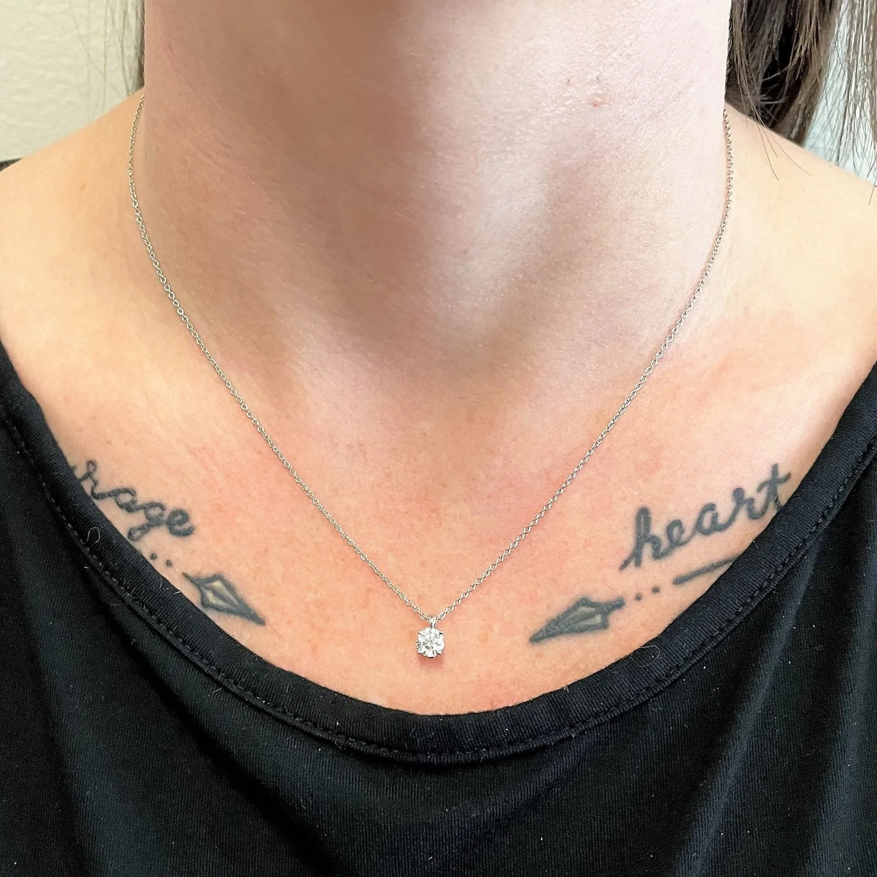 'Birks' Blue Solitaire Diamond Necklace | 0.53ct | 18" |
