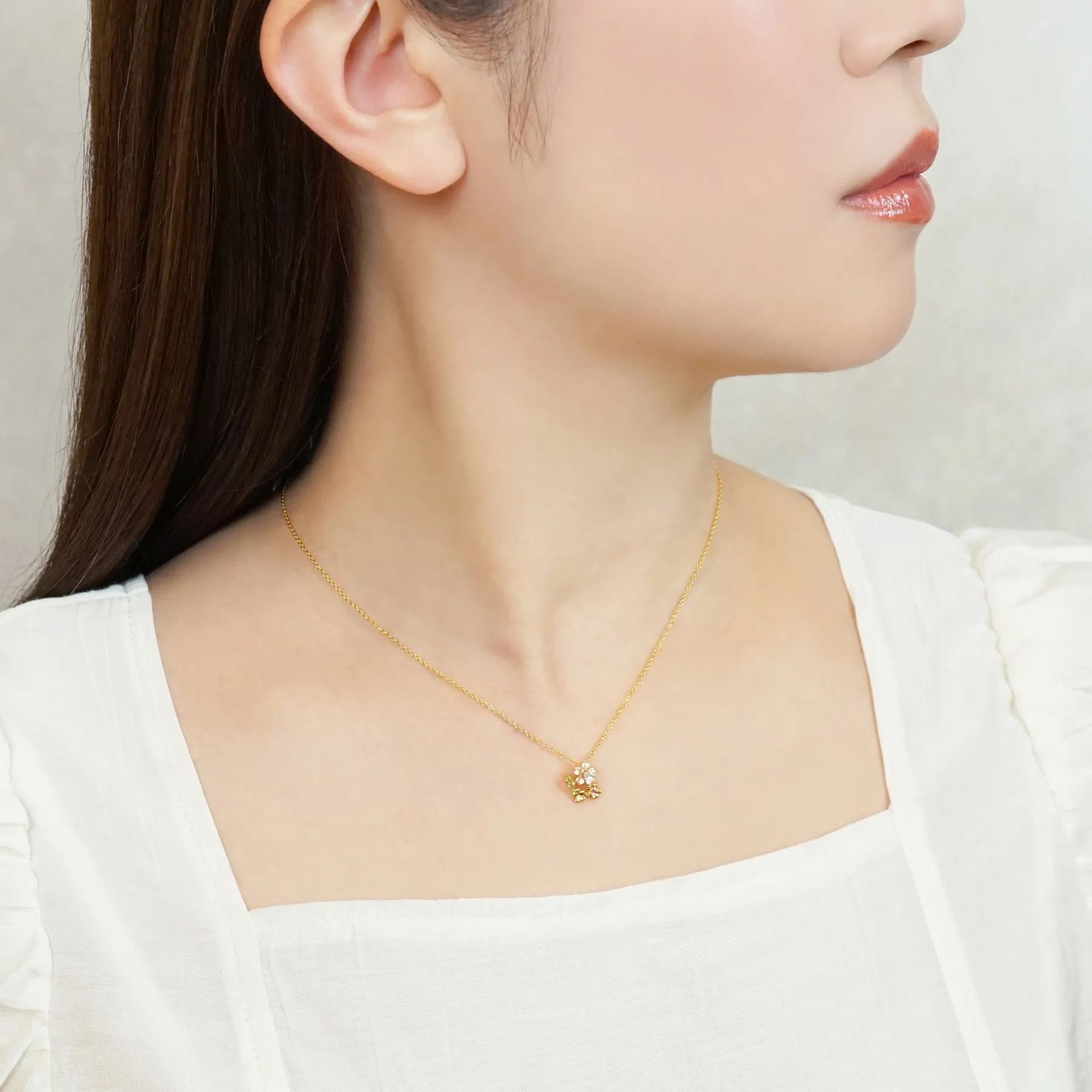 [Birth Flower Jewelry] April - Cherry Blossoms Necklace (925 Sterling Silver)