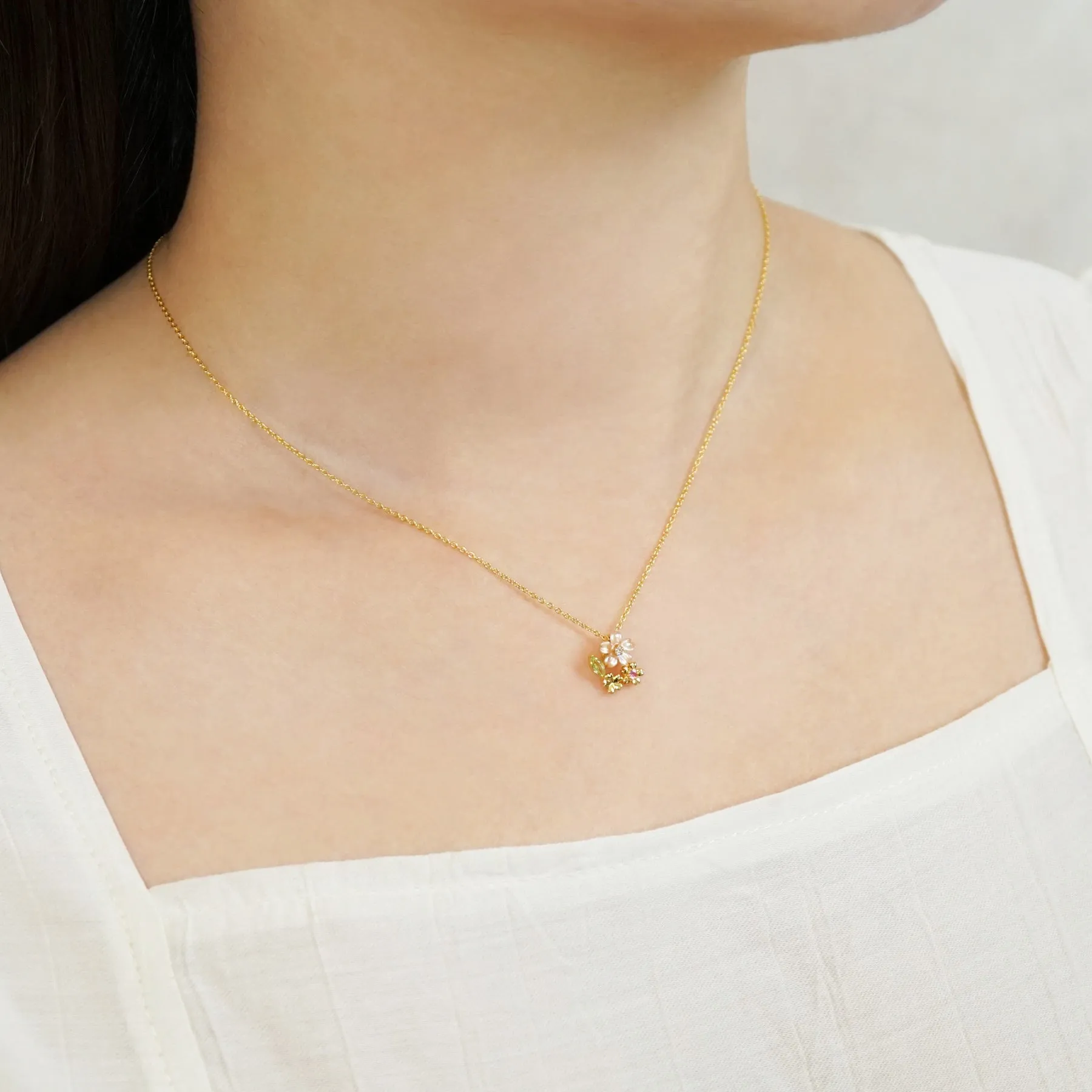 [Birth Flower Jewelry] April - Cherry Blossoms Necklace (925 Sterling Silver)
