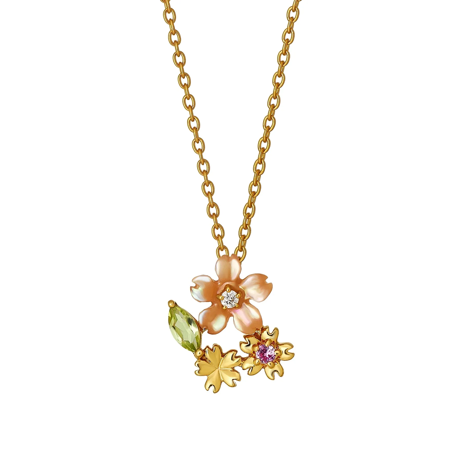 [Birth Flower Jewelry] April - Cherry Blossoms Necklace (925 Sterling Silver)