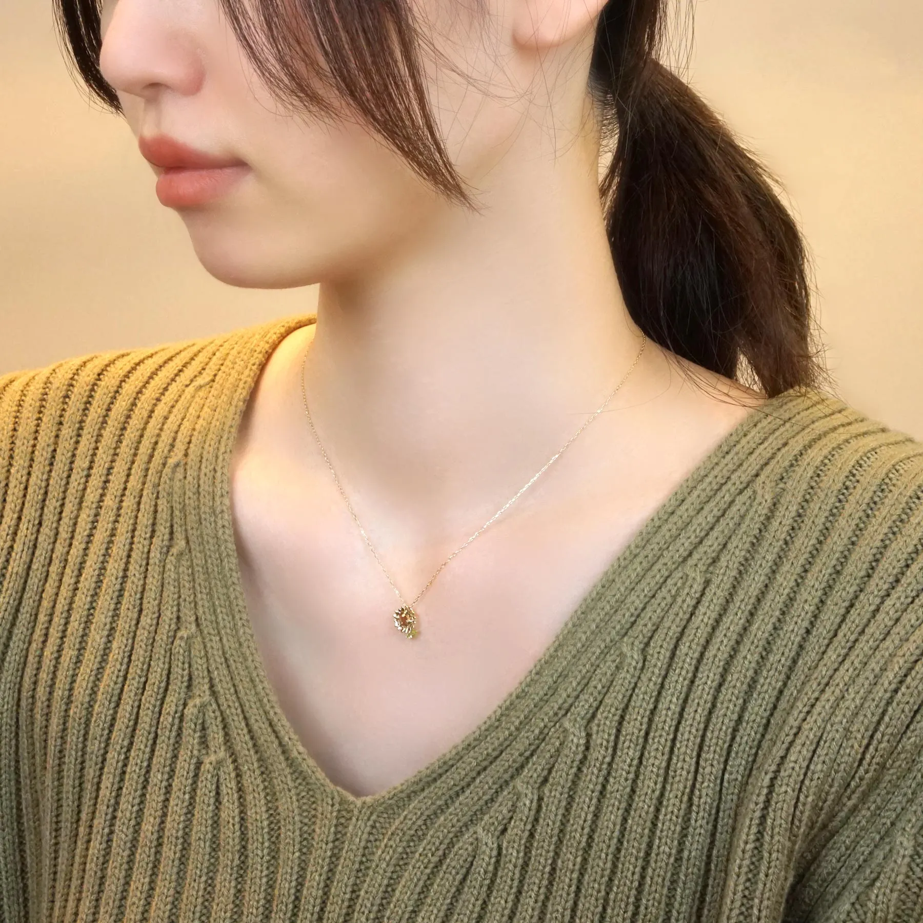 [Birth Flower Jewelry] August - Sunflower Necklace (10K Yellow Gold)