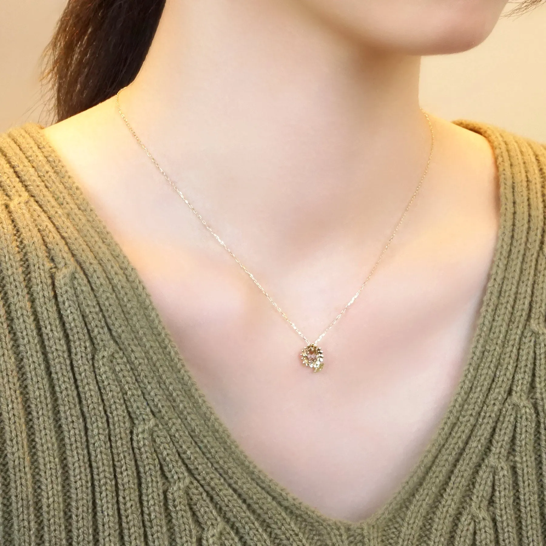 [Birth Flower Jewelry] August - Sunflower Necklace (10K Yellow Gold)