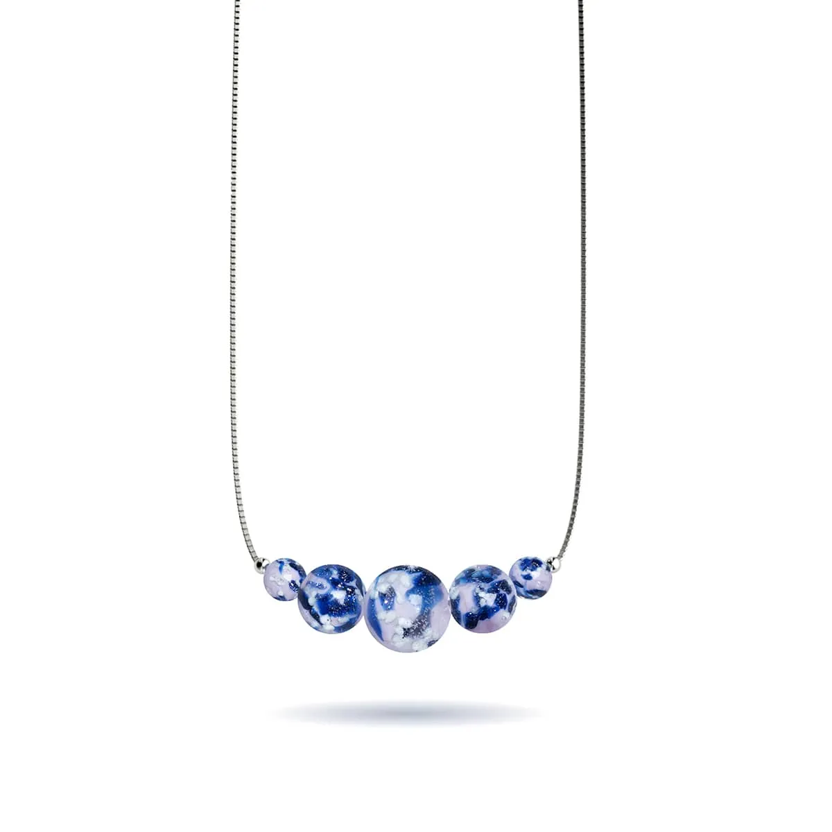 Blue Iris | .925 Sterling Silver | Firefly Glass Infinity Clasp Necklace