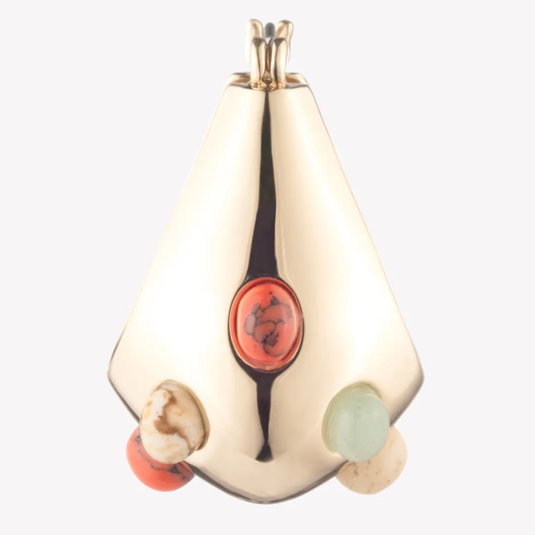 CABOCHON TEARDROP HOOP EARRINGS - MULTI