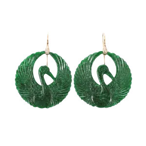 Carved Jade Bird Earrings
