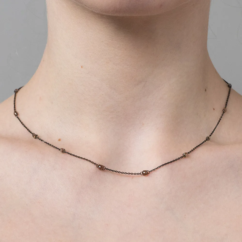 champagne diamond stations necklace