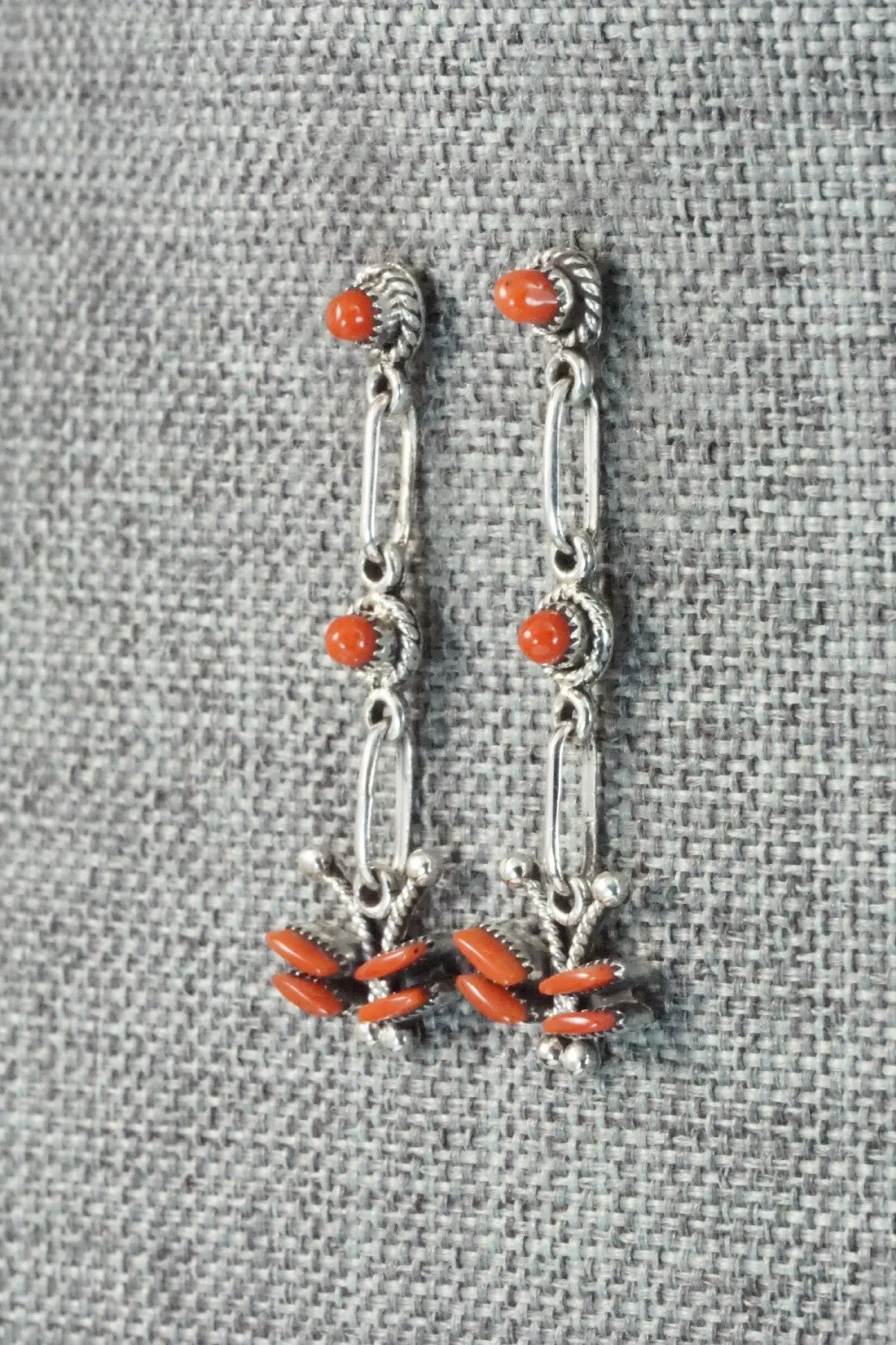 Coral & Sterling Silver Earrings - Mildred Ukestine