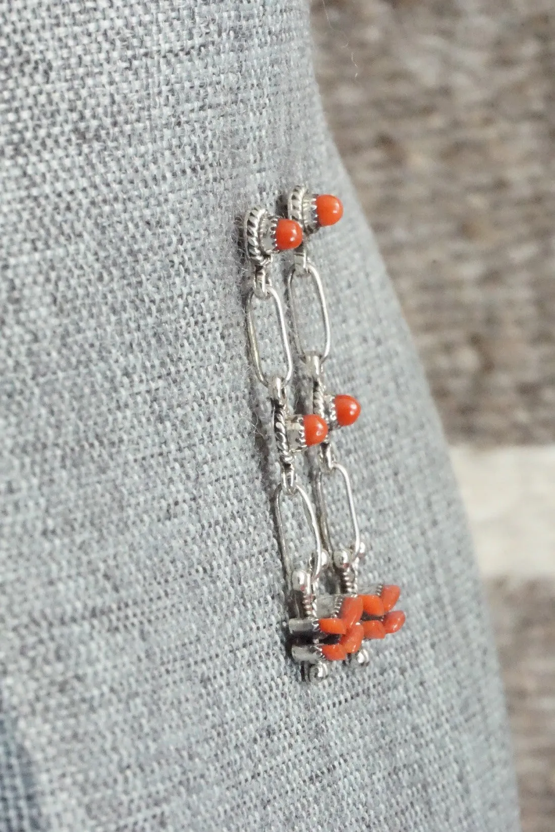 Coral & Sterling Silver Earrings - Mildred Ukestine
