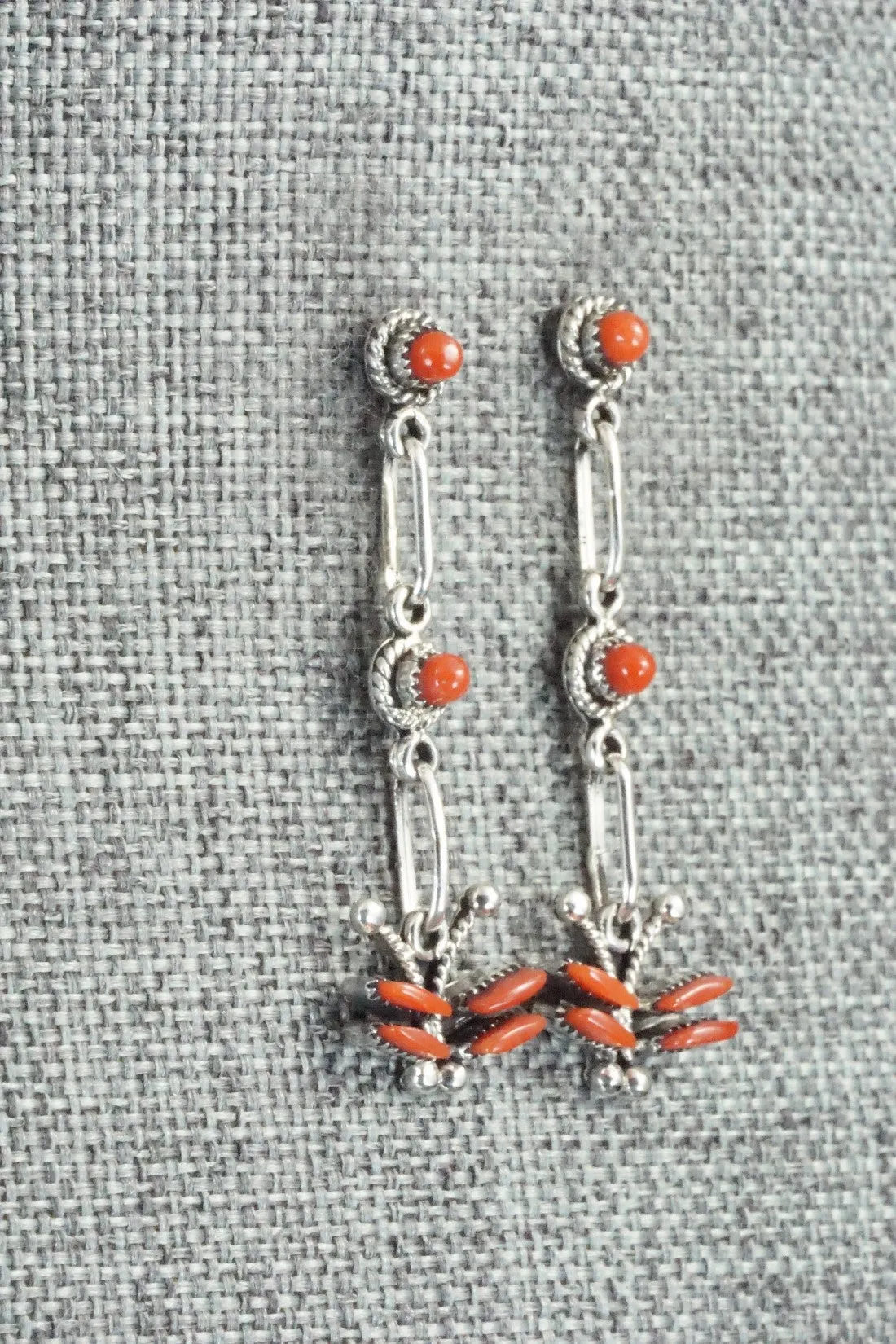 Coral & Sterling Silver Earrings - Mildred Ukestine